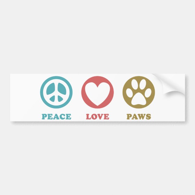 Pegatina Para Coche Iconos redondos Paz Paws De Amor Bumper Sticker (Frente)
