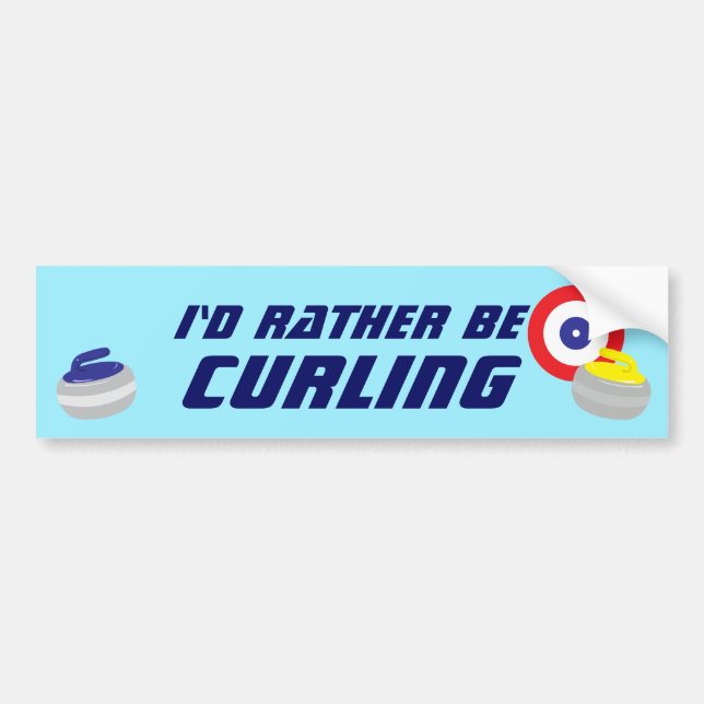 Pegatina Para Coche Id Rather Be Curling Fun Ice Sport (Frente)