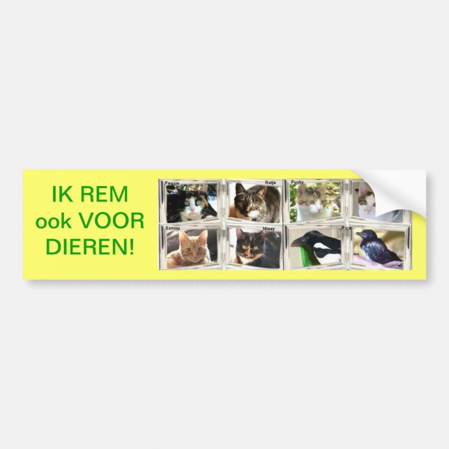 Pegatina Para Coche IK REM ook VOOR DIEREN! (Frente)