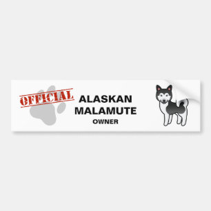 Pegatina Para Coche Ilustración de perro Alaskan Malamute en blanco y 