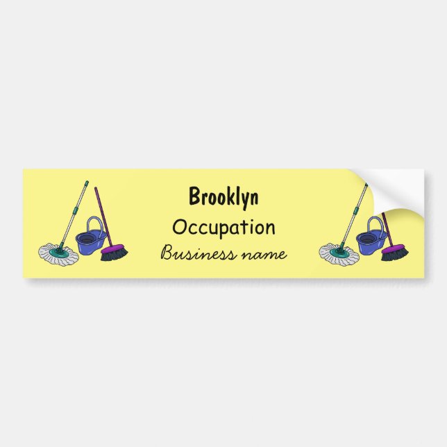 Pegatina Para Coche Ilustracion de personalizado de escobas y mopas (Frente)