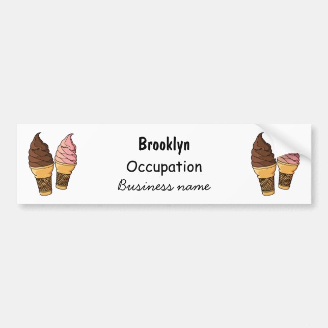 Pegatina Para Coche Ilustracion de personalizado de helado de cono (Frente)