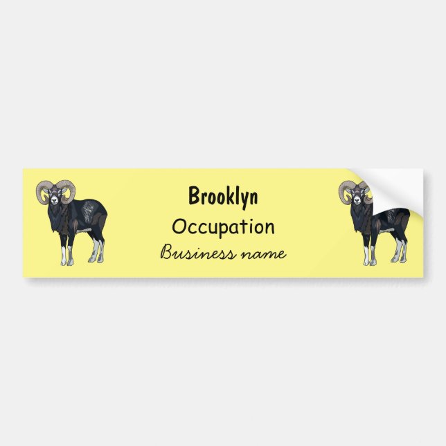 Pegatina Para Coche Ilustracion de personalizado de ovino Mouflon (Frente)