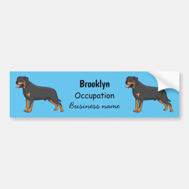 Pegatina Para Coche Ilustracion de personalizado de perro de Rottweile (Frente)