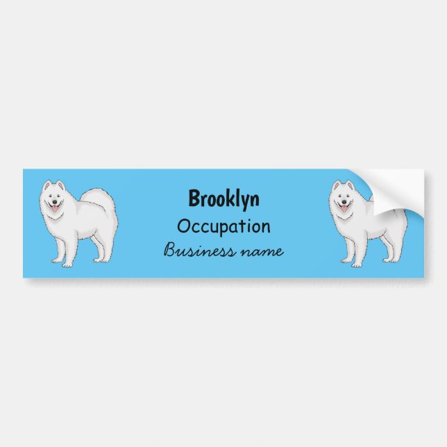 Pegatina Para Coche Ilustracion de personalizado de perro de Samoyed (Frente)