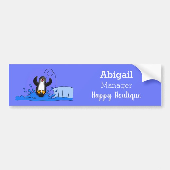 Pegatina Para Coche Ilustracion de personalizado de pingüino puenteado (Frente)