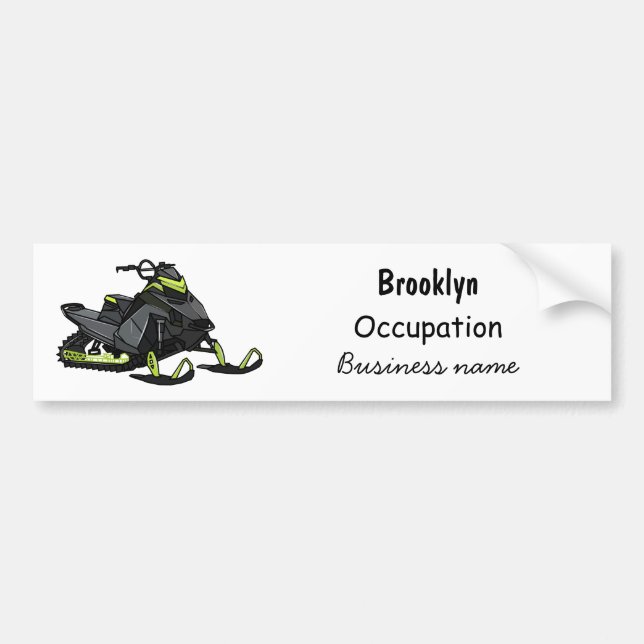 Pegatina Para Coche Ilustracion de personalizado para motos de nieve (Frente)