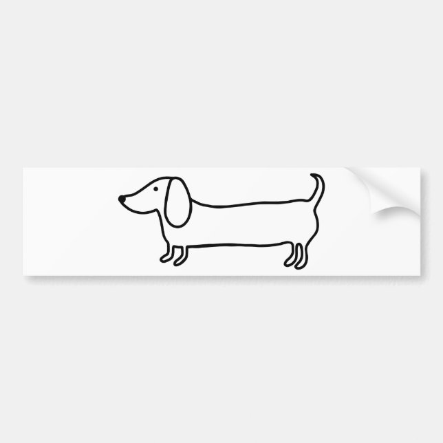 Pegatina Para Coche Ilustracion negro transparente del dachshund (Frente)