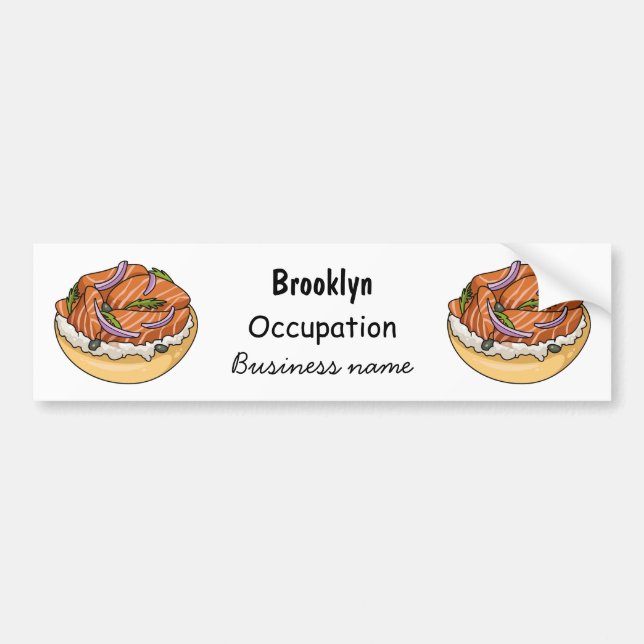 Pegatina Para Coche Ilustracion personalizado de bagel de Salmon (Frente)