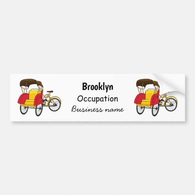 Pegatina Para Coche Ilustracion personalizado de bicitaxi (Frente)
