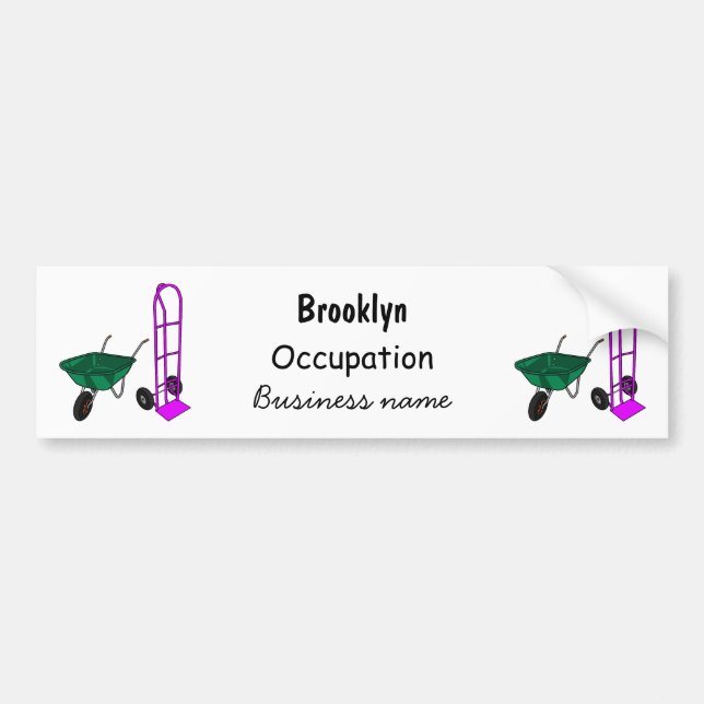 Pegatina Para Coche Ilustracion personalizado de carretillas y carrito (Frente)