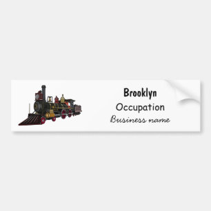 Pegatina Para Coche Ilustracion personalizado de locomotora de vapor