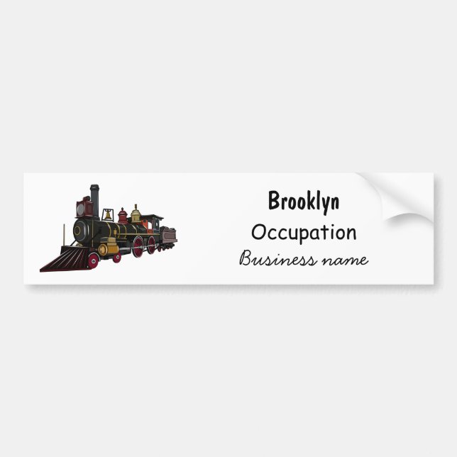 Pegatina Para Coche Ilustracion personalizado de locomotora de vapor (Frente)