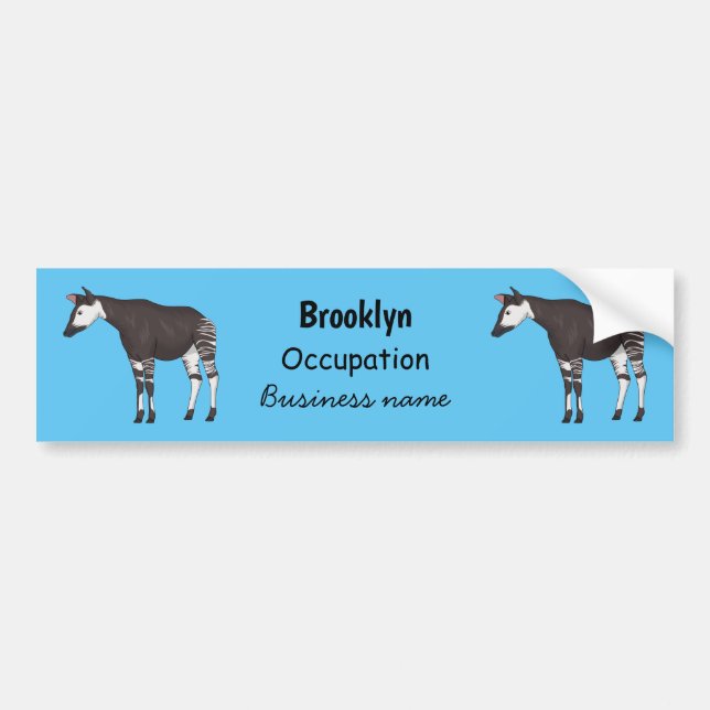Pegatina Para Coche Ilustracion personalizado de Okapi (Frente)
