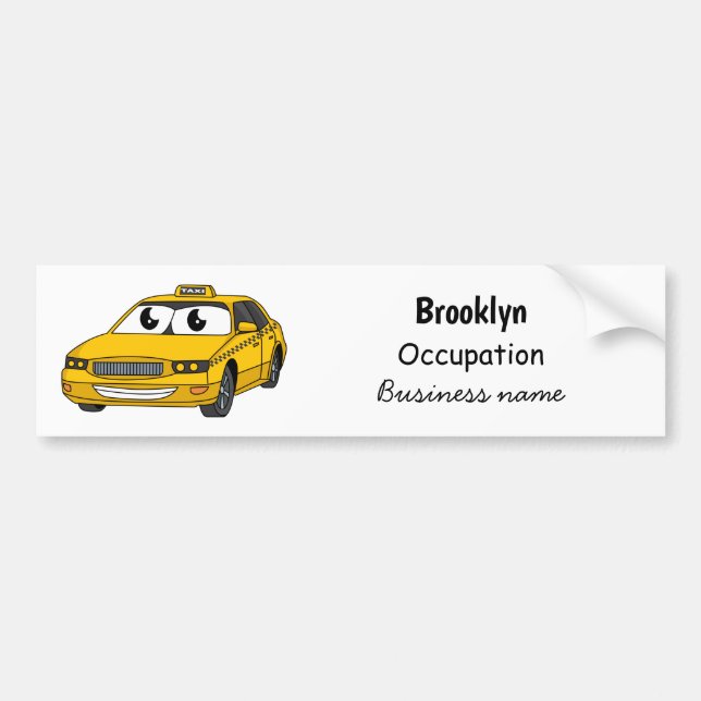 Pegatina Para Coche Ilustracion personalizado divertido de taxi amaril (Frente)