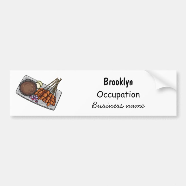Pegatina Para Coche Ilustracion Satay personalizado (Frente)