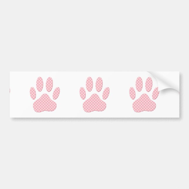 Pegatina Para Coche Impresión De Hojas De Perro De Tartán Rosadas Y Bl (Frente)