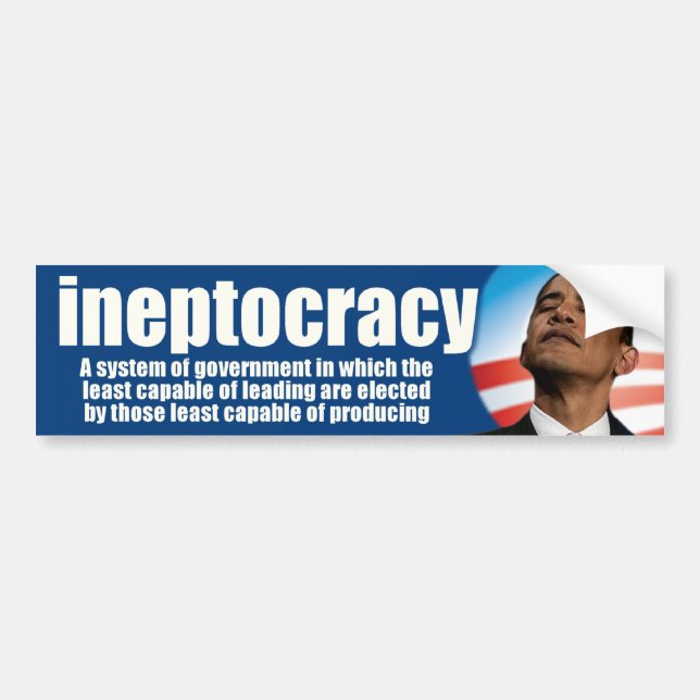 Pegatina Para Coche ineptocracy - Obama anti (Frente)