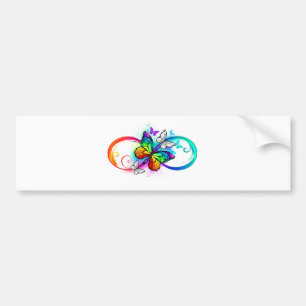 Pegatina Para Coche Infinidad brillante con la mariposa arcoiris