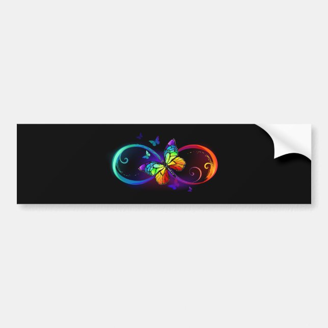 Pegatina Para Coche Infinidad vibrante con mariposa arco iris sobre ne (Frente)