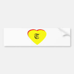 Pegatina Para Coche Invitación roja amarilla del boda del corazón de "