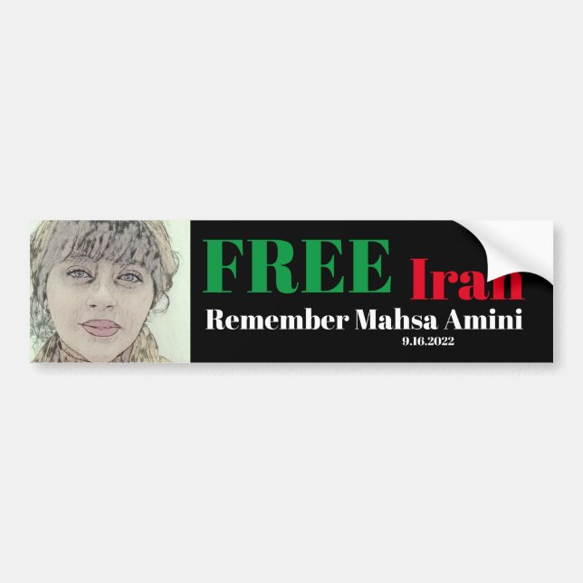 Pegatina Para Coche IRÁN LIBRE RECUERDE A Mahsa Amini (Frente)