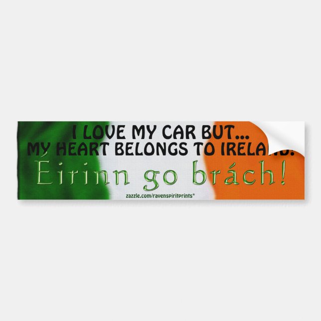 Pegatina Para Coche IRISH FLAG GIFT RANGE ~ Eirinn go brach! (Frente)