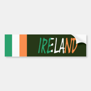 Pegatina Para Coche Irlanda en posición de sobra en bandera irlandesa