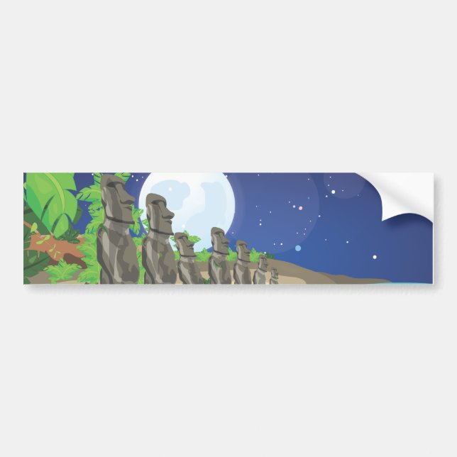Pegatina Para Coche Isla de Pascua Moai (Frente)