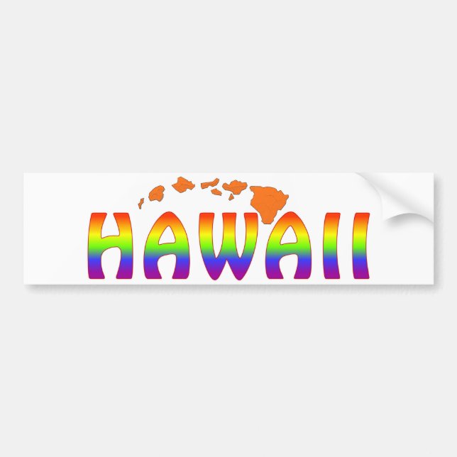 Pegatina Para Coche Islas del naranja de Hawaii del arco iris (Frente)