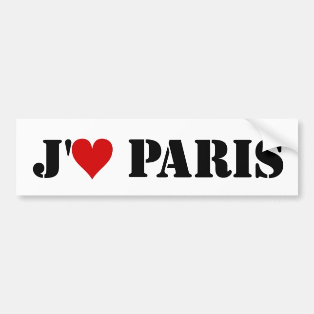 Pegatina Para Coche "J'aime París " (Frente)