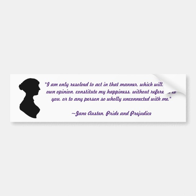 Pegatina Para Coche Jane Austen Cita Bumper Sticker (Frente)