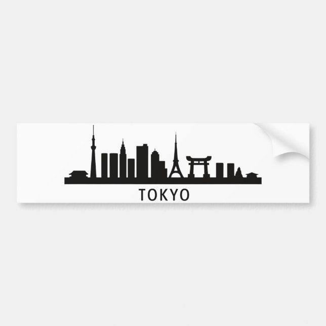 Pegatina Para Coche Japan Cityscape Travel | Tokyo Skyline Silhouette (Frente)
