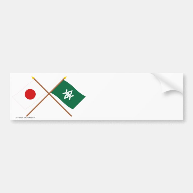 Pegatina Para Coche Japón y banderas cruzadas Iwate (Frente)