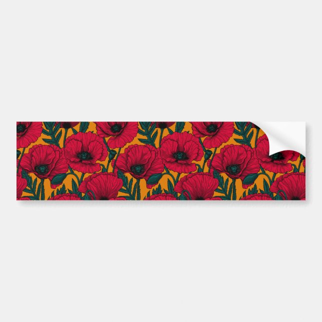 Pegatina Para Coche Jardín de amapola roja (Frente)