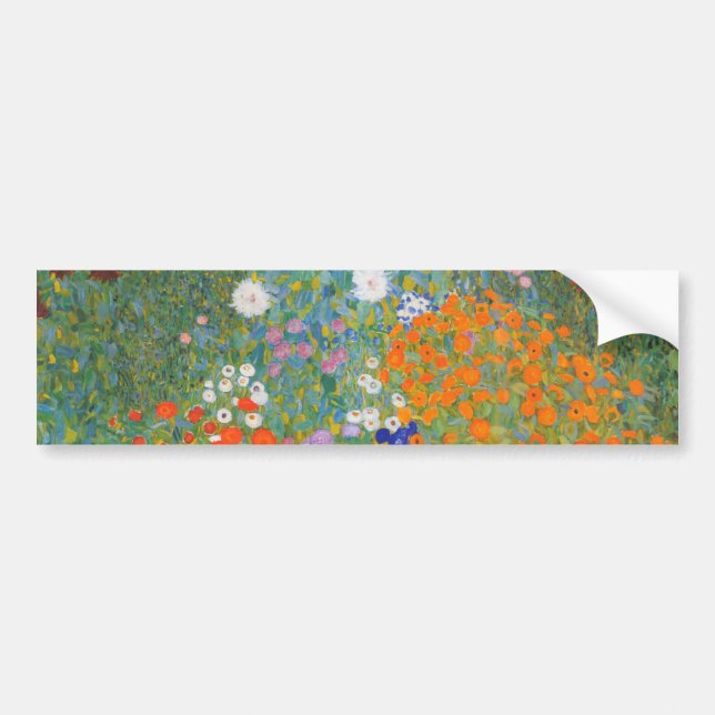 Pegatina Para Coche Jardín de flores (por Gustav Klimt) (Frente)
