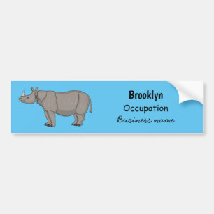 Pegatina Para Coche Javan rhinoceros cartoon illustration