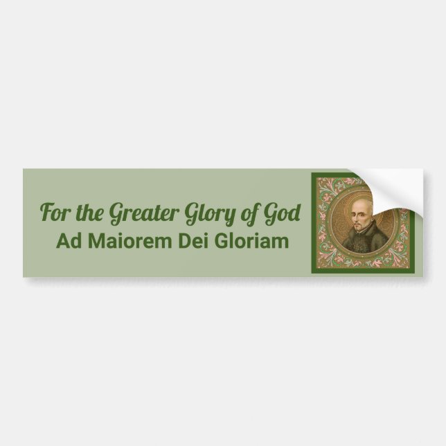 Pegatina Para Coche Jesuita Motto de St Ignatius (BK 50; inglés/latín) (Frente)