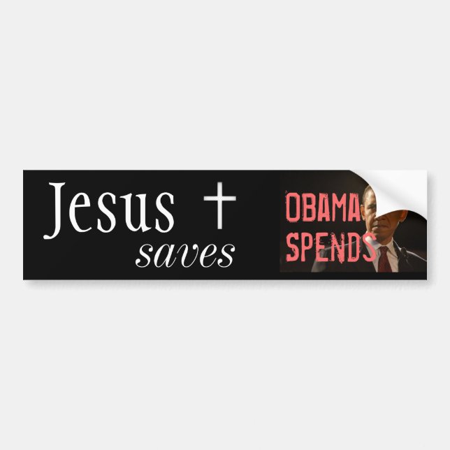 Pegatina Para Coche Jesús ahorra, Obama pasa (Frente)
