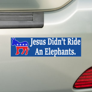 Pegatina Para Coche Jesús no montó un asno demócrata elefante