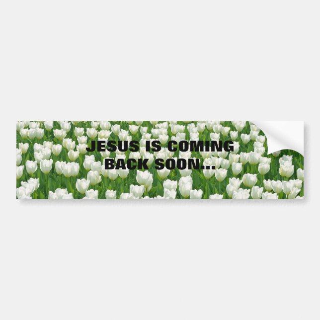 PEGATINA PARA COCHE JESÚS SE ESTÁ VOLVIENDO PRONTO… BUMPERSTICK (Frente)