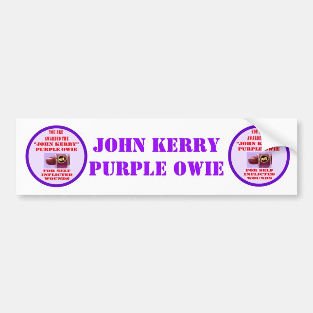 PEGATINA PARA COCHE JOHN KERRY PURPLE OWIE (Frente)