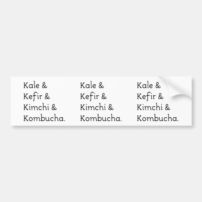 Pegatina Para Coche Kale Kefir Kimchi Kombucha (Frente)