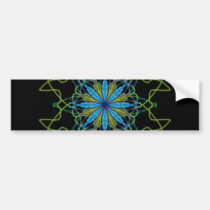 Pegatina Para Coche Kaleidoscope Mandala Art Black Blue Star