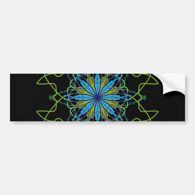Pegatina Para Coche Kaleidoscope Mandala Art Black Blue Star (Frente)