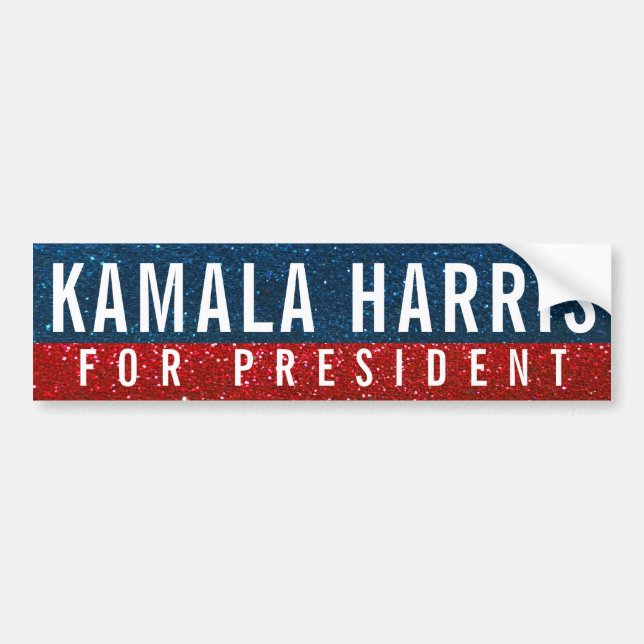 Pegatina Para Coche Kamala Harris Purpurina electoral 2024 (Frente)