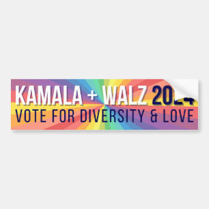 Pegatina Para Coche Kamala Harris + Walz 2024 LGBTQ+ Bumper Sticker
