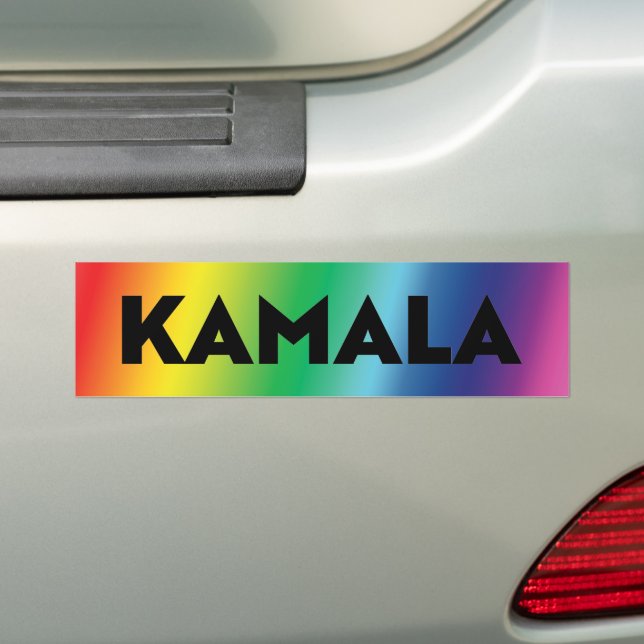 Pegatina Para Coche Kamala moderna tipografía gradiente lgbt arco iris (en coche)