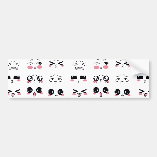 Pegatina Para Coche kawaii kaomoji (Frente)