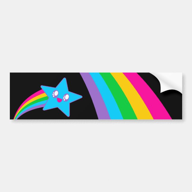 Pegatina Para Coche Kawaii Rave Neon Estrella Arcoíris (Frente)